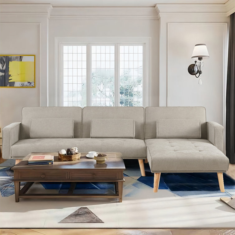 Corrigan Studio® Sectional Sofa Couch with Ottoman, Modern LShaped